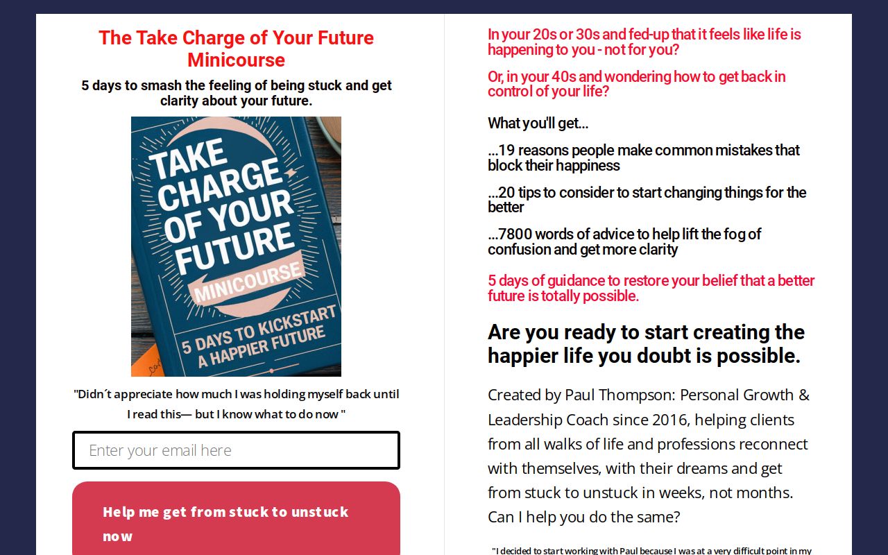 The Take Charge of Your Future Mincourse